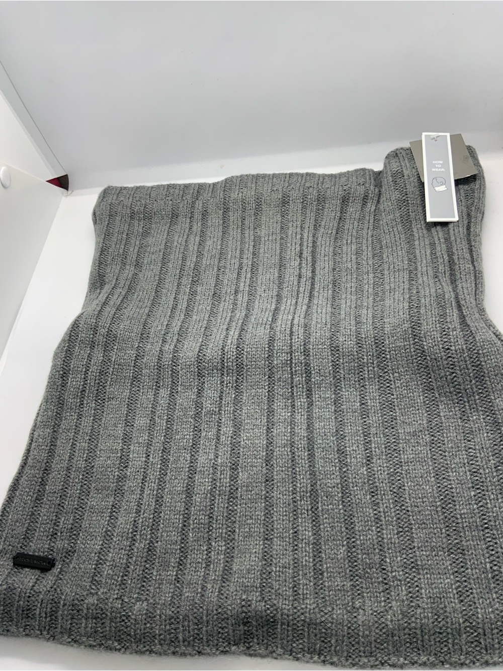 Michael Kors Gray Ribbed Knit Sweater Scarf - Gray